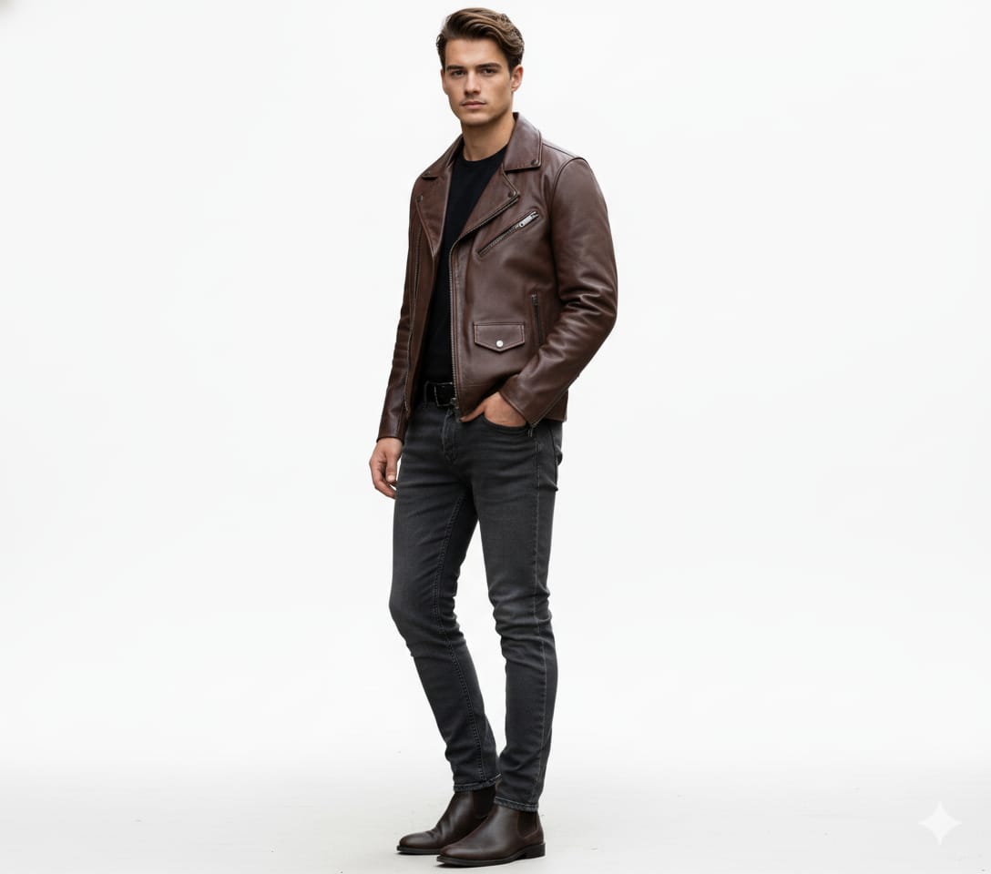 Heritage Brown Leather Asymmetrical Jacket