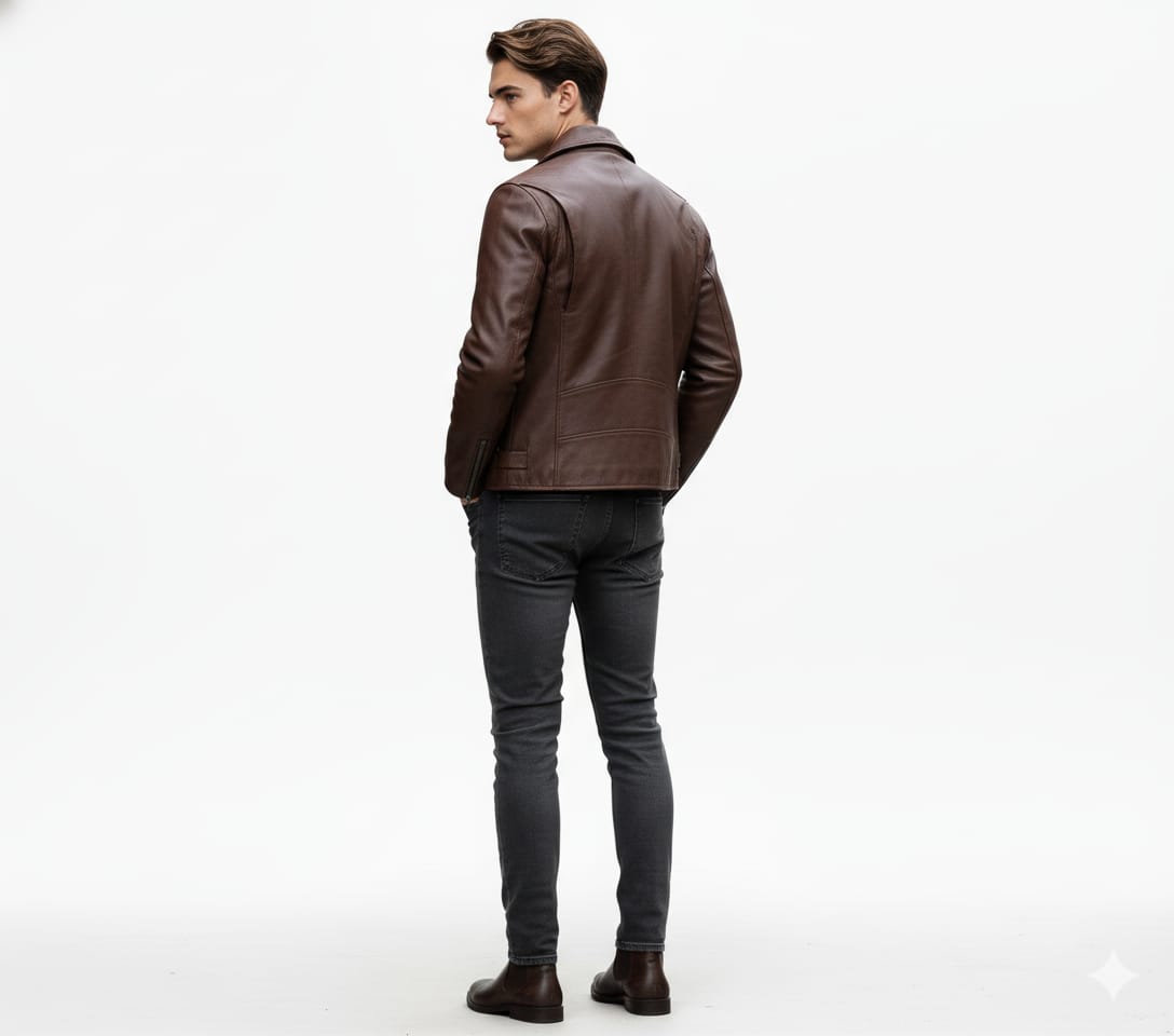 Heritage Brown Leather Asymmetrical Jacket