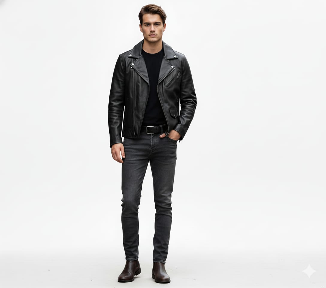 The 'Icon' Classic Black Biker Jacket