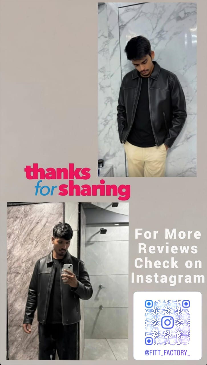 Premium Black Leather Zip-Front Collared Jacket