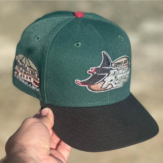 Tampa Bay Devil Rays Retro Fitted Cap (Dark Green & Black)