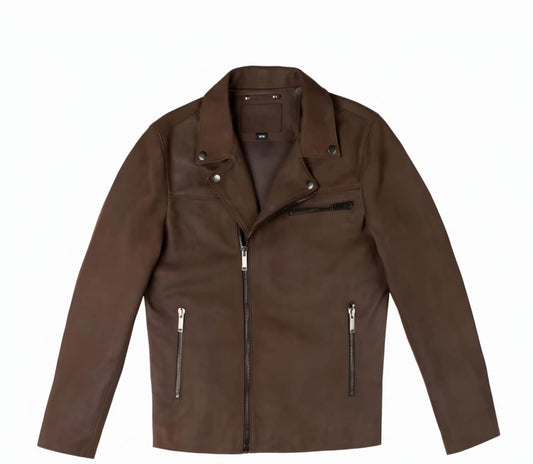 Heritage Brown Leather Asymmetrical Jacket