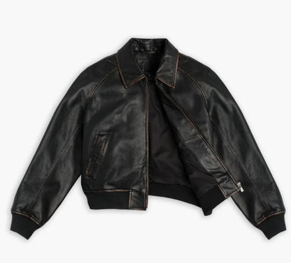 "The Ace" Vintage Distressed Bomber Jacket