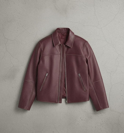 THE MERLOT FAUX LEATHER JACKET