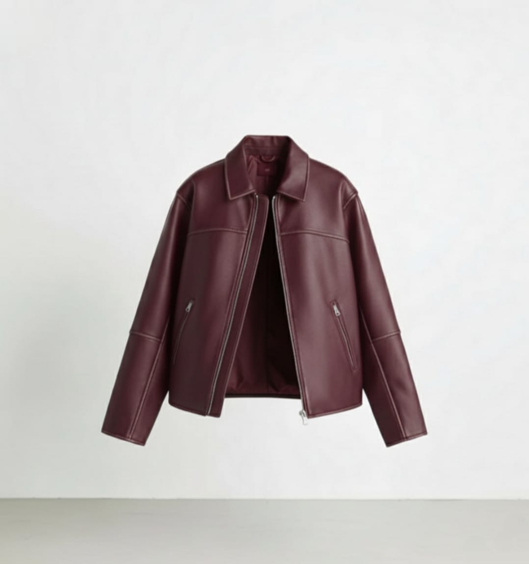 THE MERLOT FAUX LEATHER JACKET