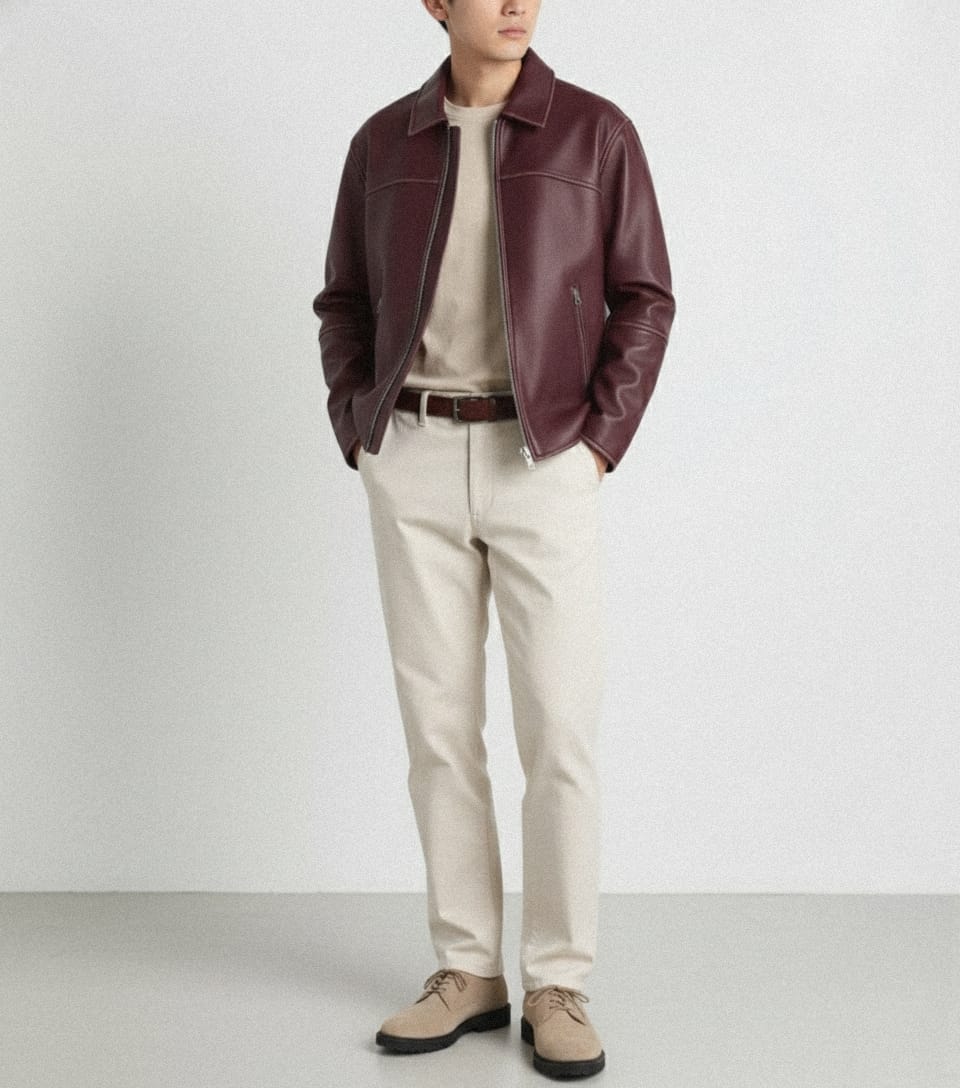 THE MERLOT FAUX LEATHER JACKET