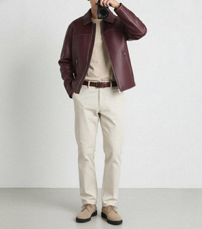 THE MERLOT FAUX LEATHER JACKET