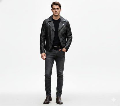 The 'Icon' Classic Black Biker Jacket